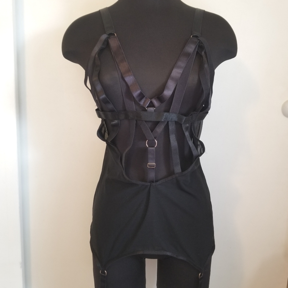 New Black Cage Teddy Garter Large